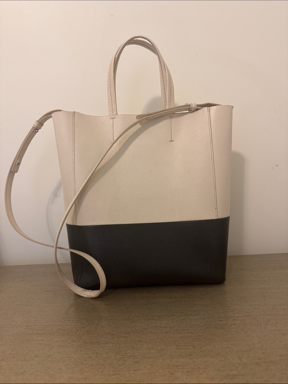 Celine Two-Tone Cream and Black Tote - Picture 3 of 4